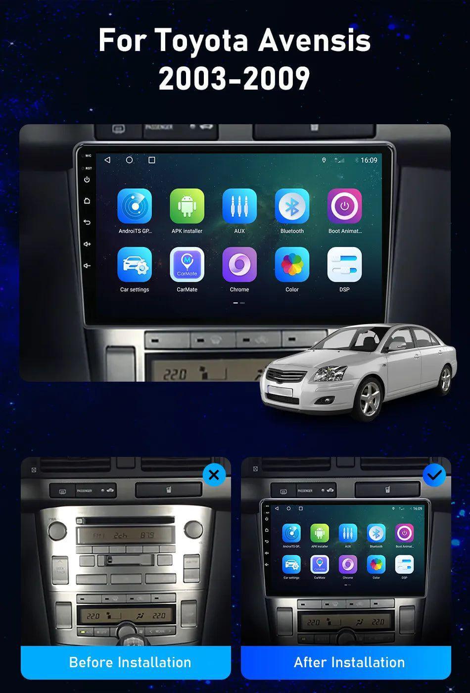 AUTORADIO TOYOTA AVENSIS 6G-128 ANDROID 13 2002-2008