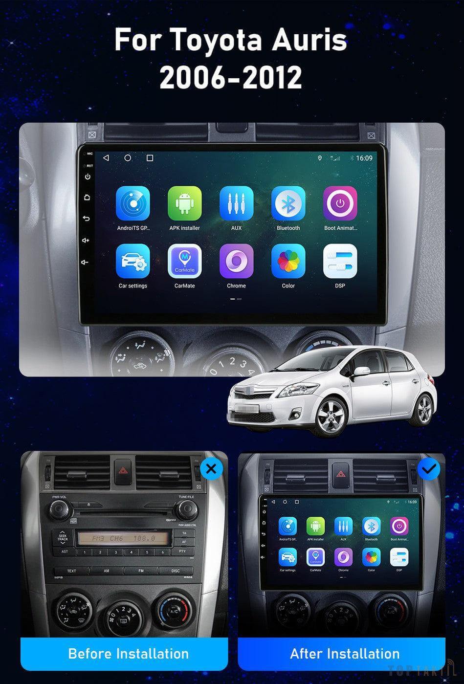 Autoradio TOYOTA AURIS 2008-2011 avec carplay