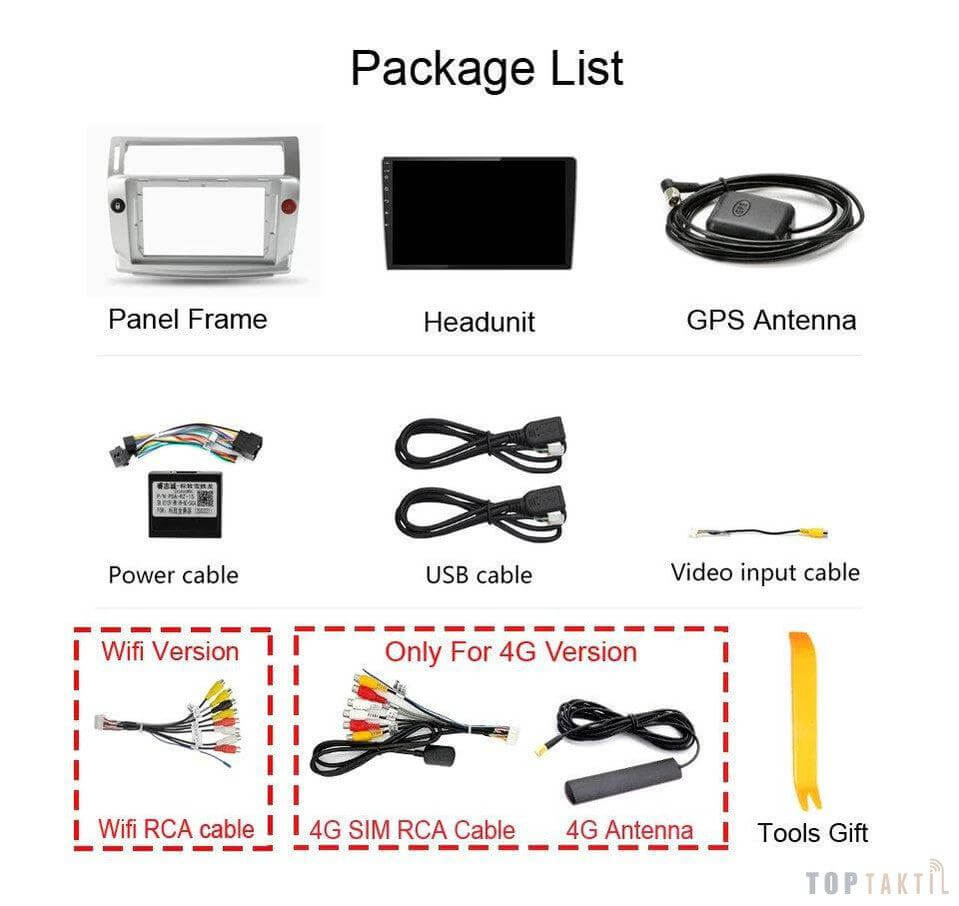 Poste Android 12//2G-32G Citroën C4, c-Triomphe, C-Quatre (2004-2009)